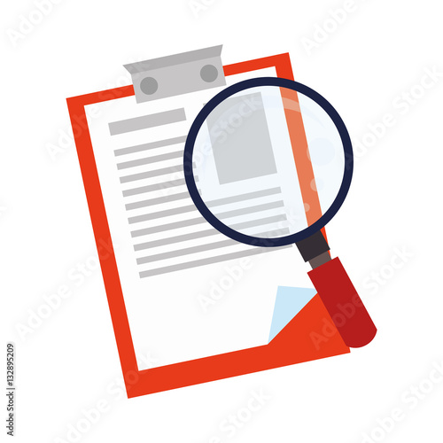 clipboard with magnifying glass vector illustration design