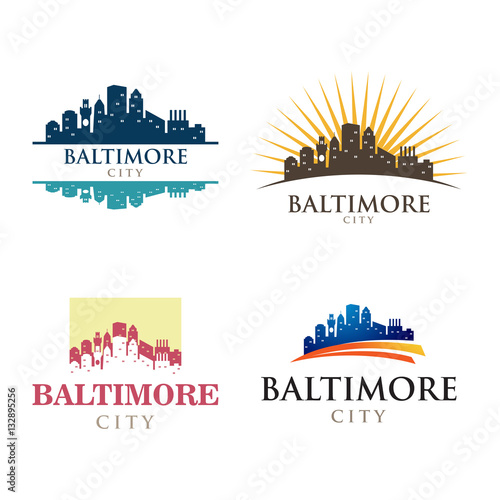 Baltimore Maryland in Cityscape Skyline Silhouette Logo
