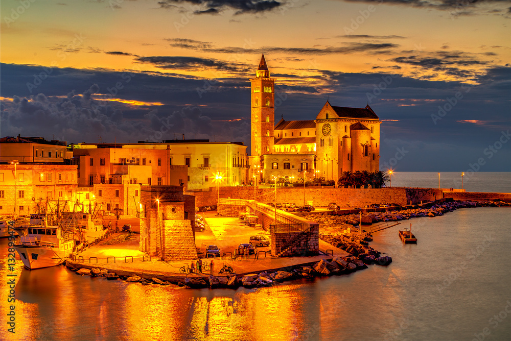 Trani cathedral in the evening, Apulia region, Italy
