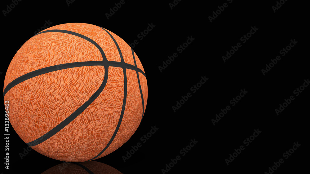 Fototapeta High quality render of 3D basket ball. It is isolated on black background. Clipping path is included...