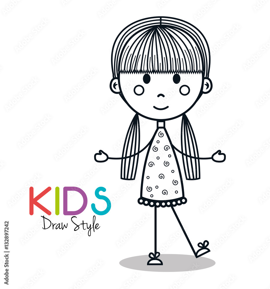 cute little girl drawing vector illustration design cute little girl drawing vector illustration design