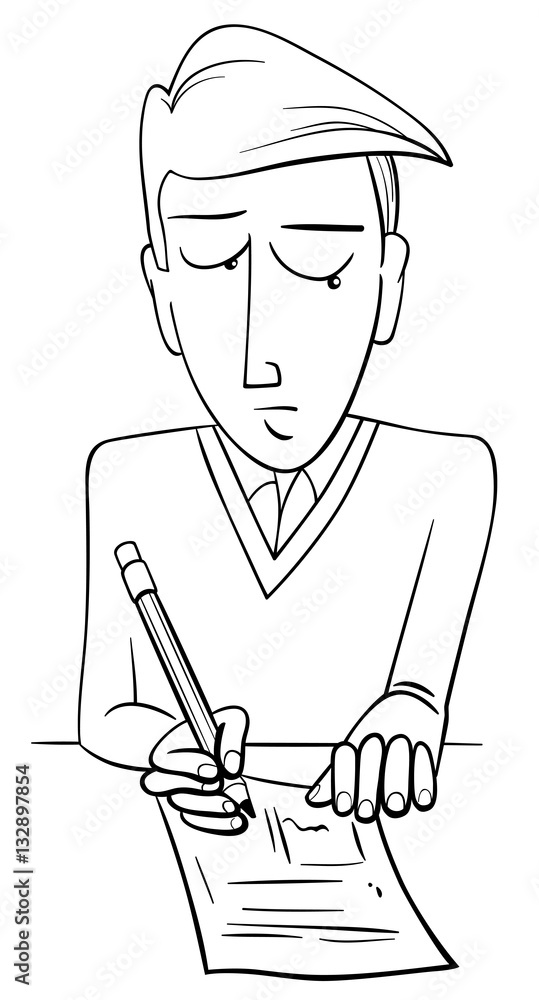 student doing test coloring page