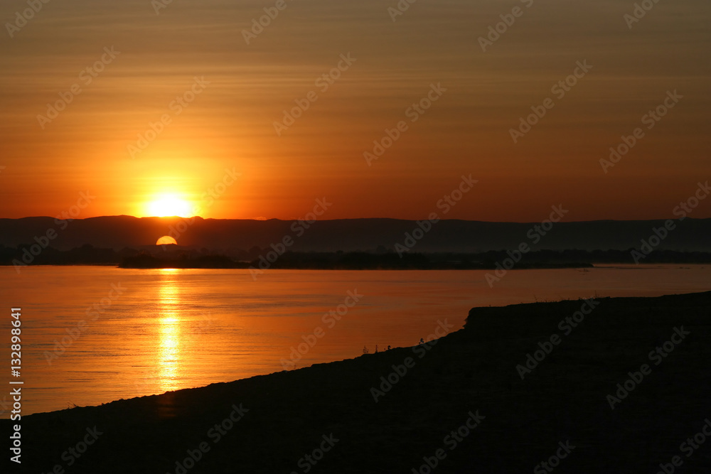 Spectacular sunset over Tsiribihina River