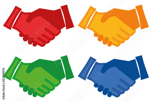 Icon Shape flat design Handshake colorful set