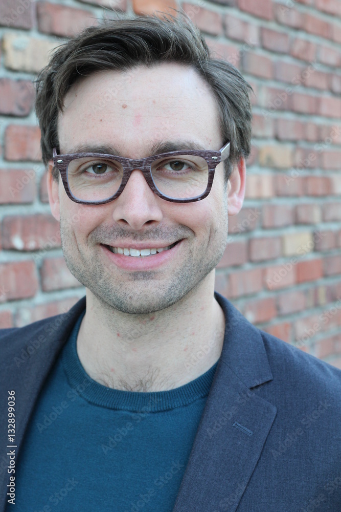 Young Smart Male with Glasses Smiling Young Smart Male with Glasses Smiling