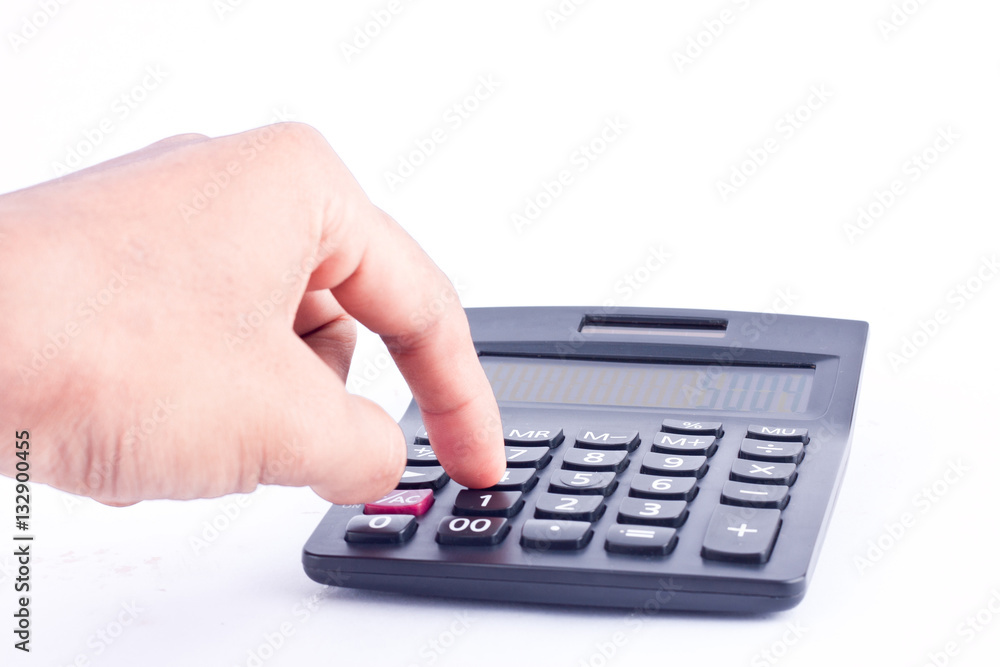 finger hand put button calculator for calculating the numbers accounting accountancy business on white background isolated
finger hand put button calculator for calculating the numbers accounting accountancy business on white background isolated