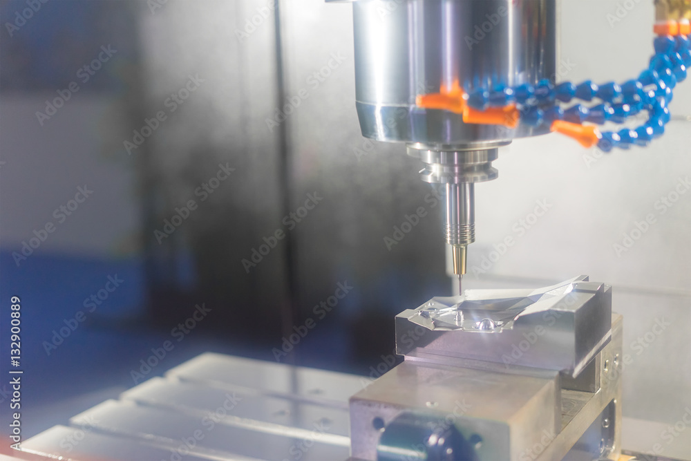 High precision CNC machining center working, operator machining High precision CNC machining center working, operator machining