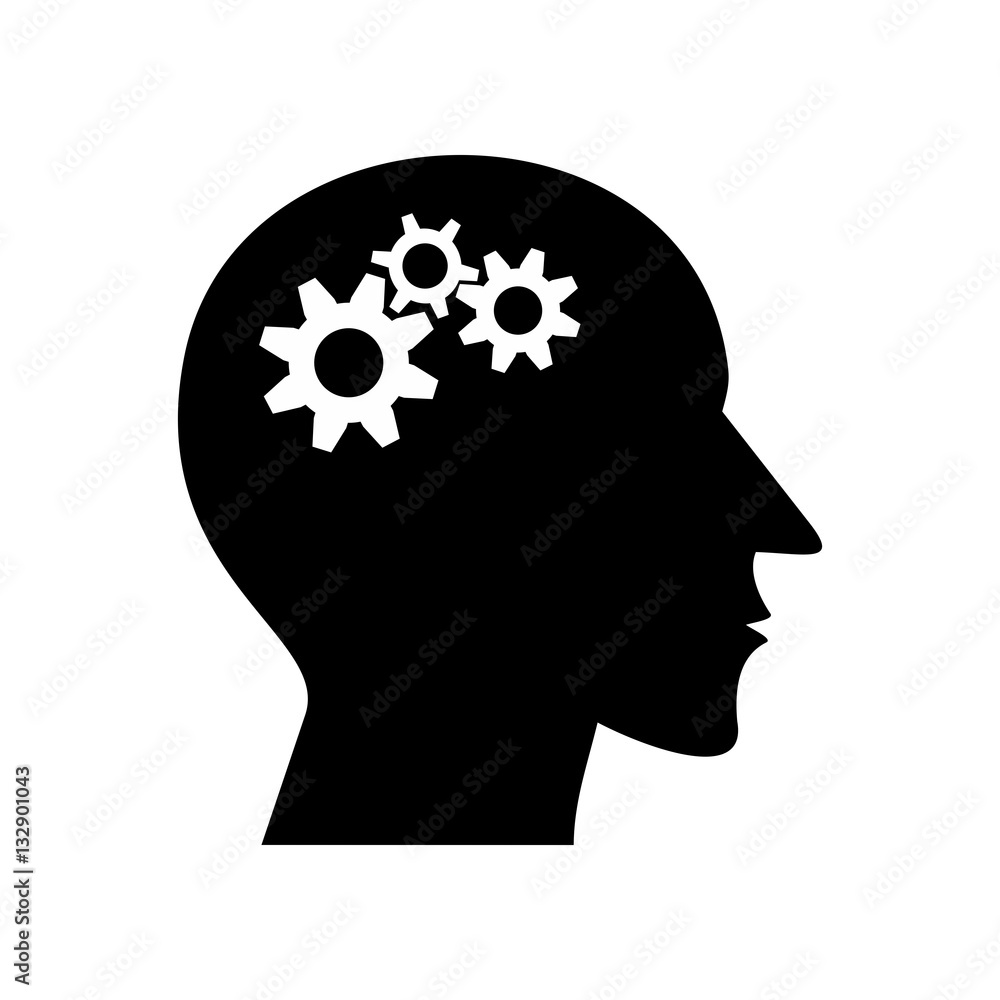 Cogs working in the brain of man, vector design Cogs working in the brain of man, vector design