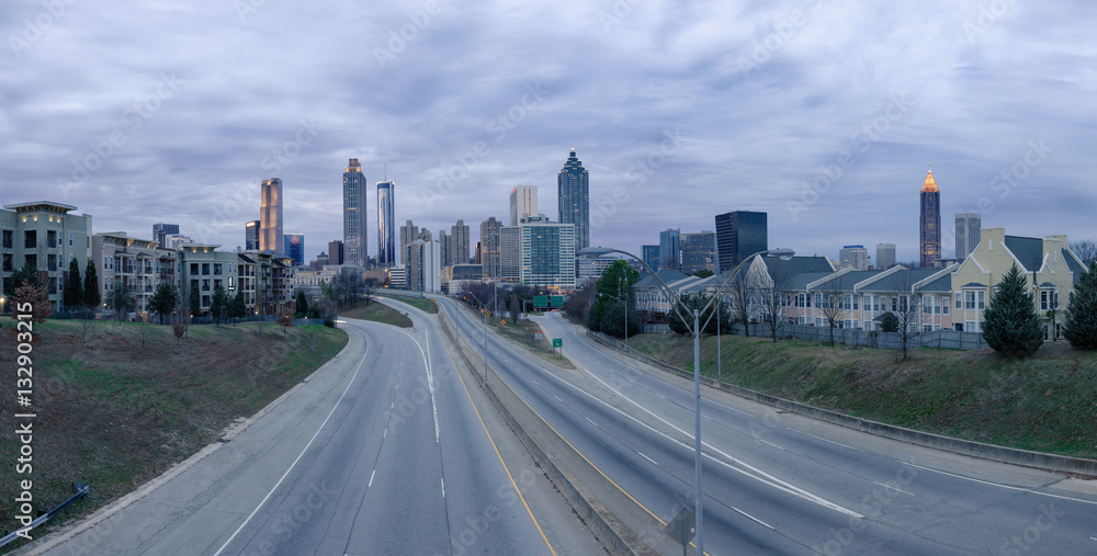 Panorama of Atlanta city twilight skyline
