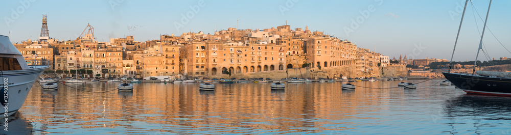 Panorama of Senglea peninsula in the morning, Malta