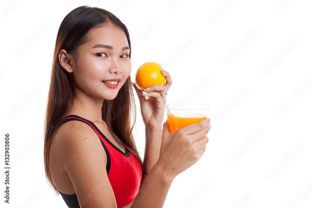 Beautiful Asian healthy girl with orange juice and orange fruit. Beautiful Asian healthy girl with orange juice and orange fruit.