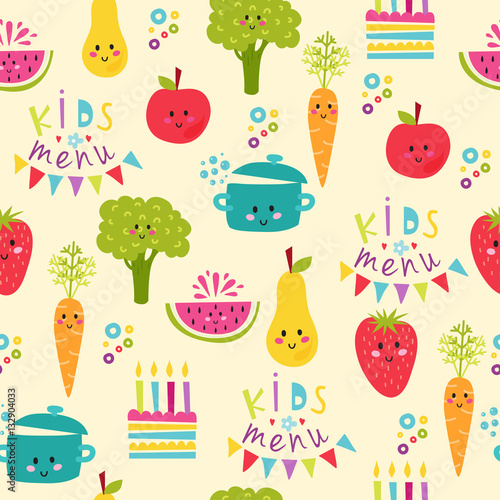 Kids food menu background vector illustration