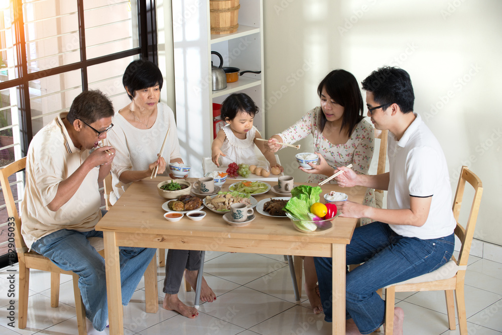 chinese family having lunch