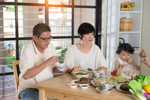 chinese family having lunch