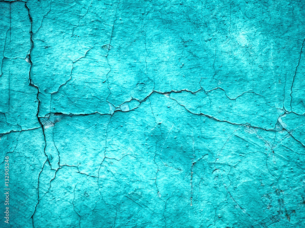 Obraz premium Old texture turquoise cracked wall, the old paint texture is chi