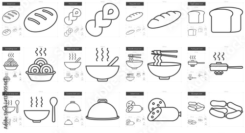 Junk food line icon set.