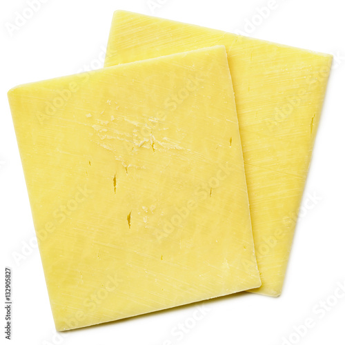 Cheese Slices Isolated on White Top View