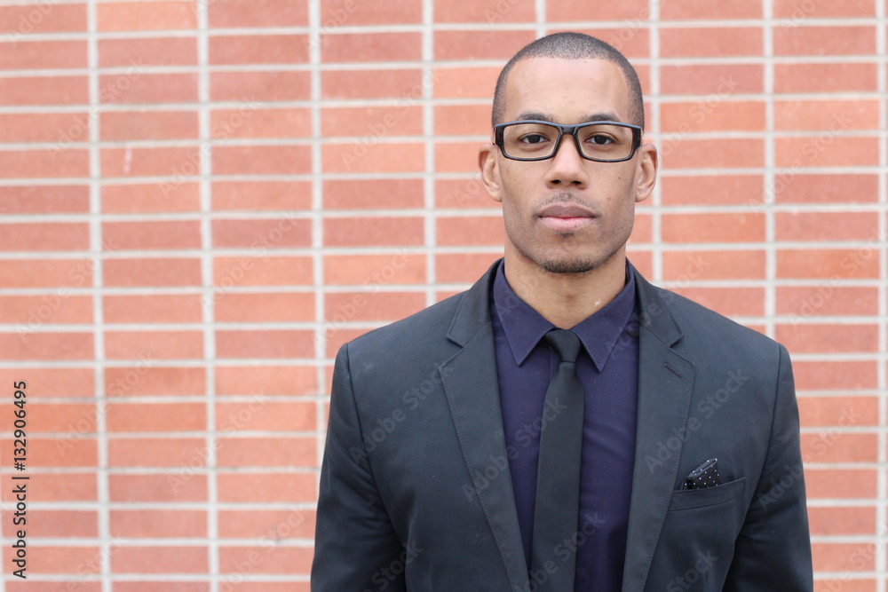 African businessman wearing glasses portrait African businessman wearing glasses portrait
