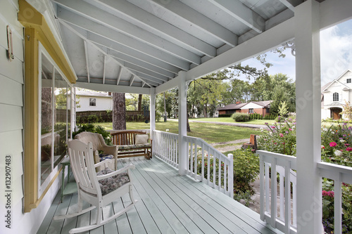 Front porch with rocking chair photo