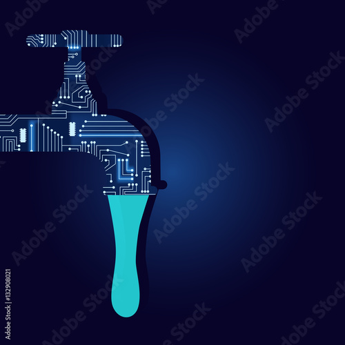 Dripping faucet with a technological electronics circuit..