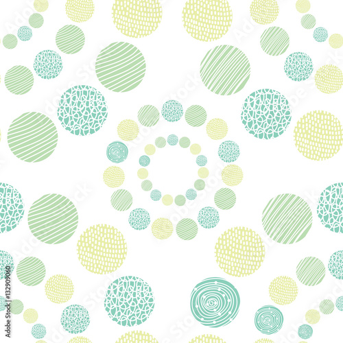 Around motif with polka dot. Vector seamless pattern.