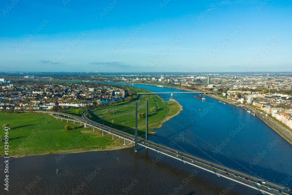 Aerial view of Dusseldorf city in North Rhine-Westphalia Germany