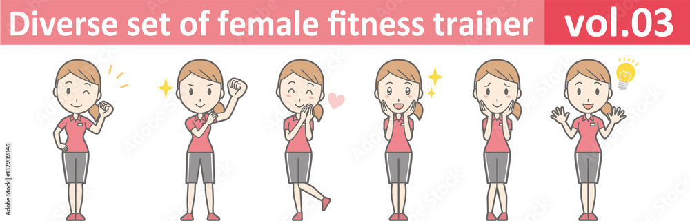 Diverse set of female fitness trainer, EPS10 vector format vol.03 Diverse set of female fitness trainer, EPS10 vector format vol.03