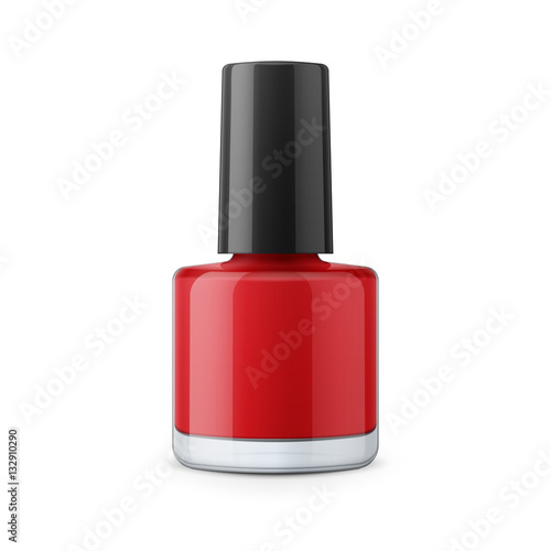 Round red glossy nail polish bottle