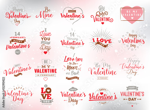 Happy Valentines day typography. Vector design.