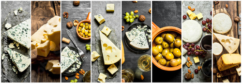 Food collage of cheese .