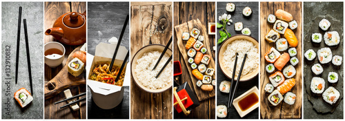 Food collage of japan food.