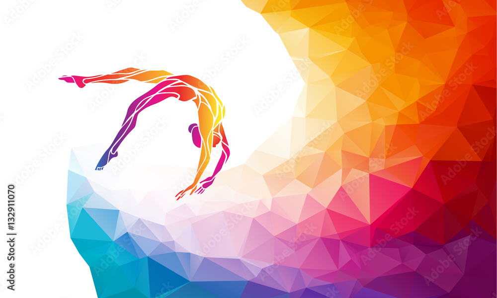 Fototapeta premium Creative silhouette of gymnastic girl. Art gymnastics vector