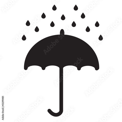 Umbrella and rain drops on white background. Umbrella and rain d