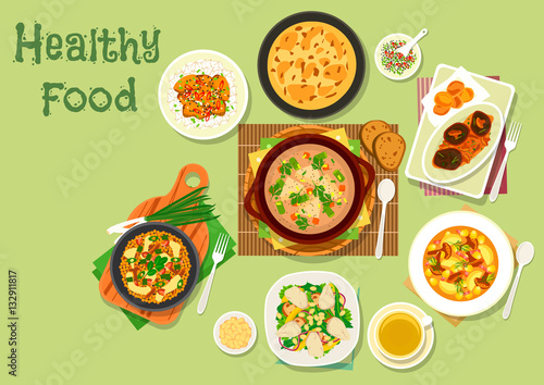 Lunch with mushroom icon for healthy food design
