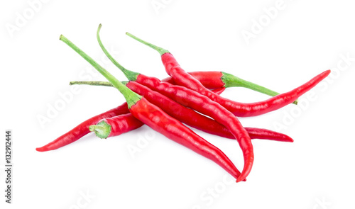 Group of chili peppers isolated on white background
