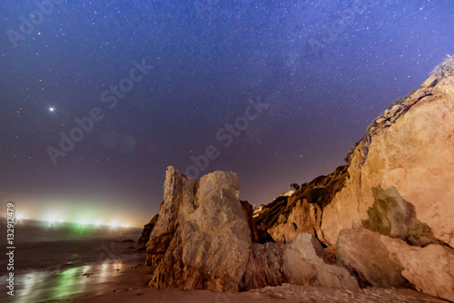 T.he milky way over the cliffs at El Matador State Beach near Malibu California