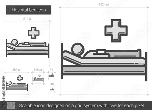 Hospital bed line icon.