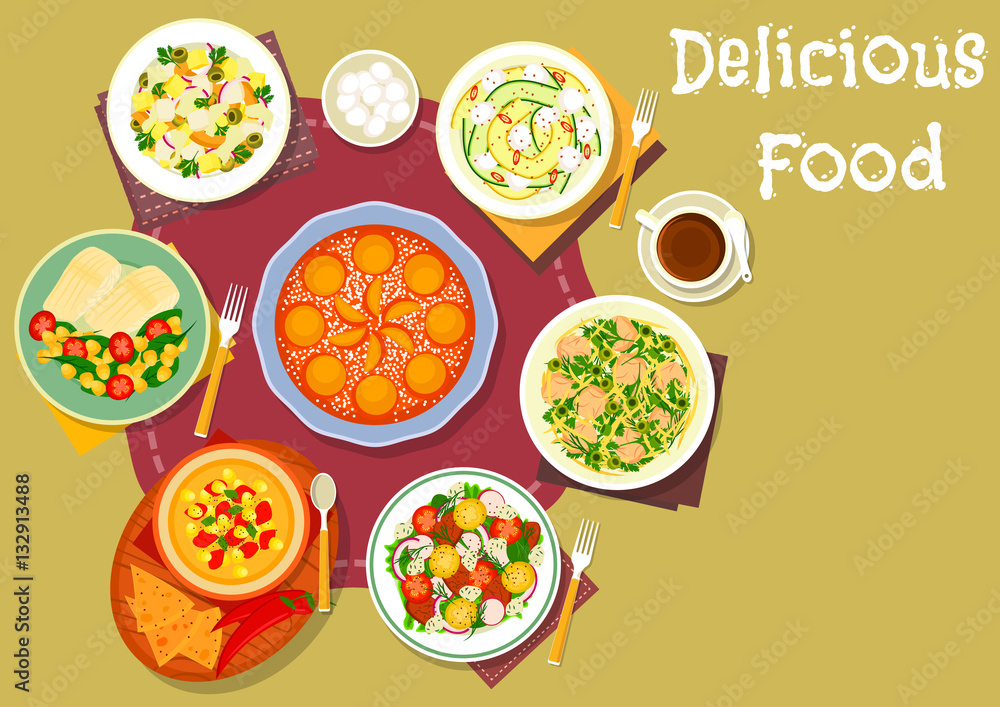 Healthy lunch with pie icon for food theme design Healthy lunch with pie icon for food theme design
