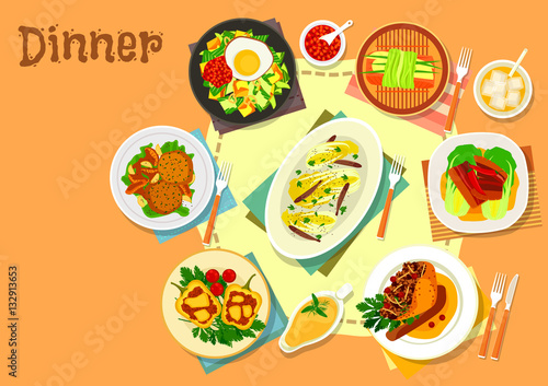 Main lunch dishes icon for food theme design