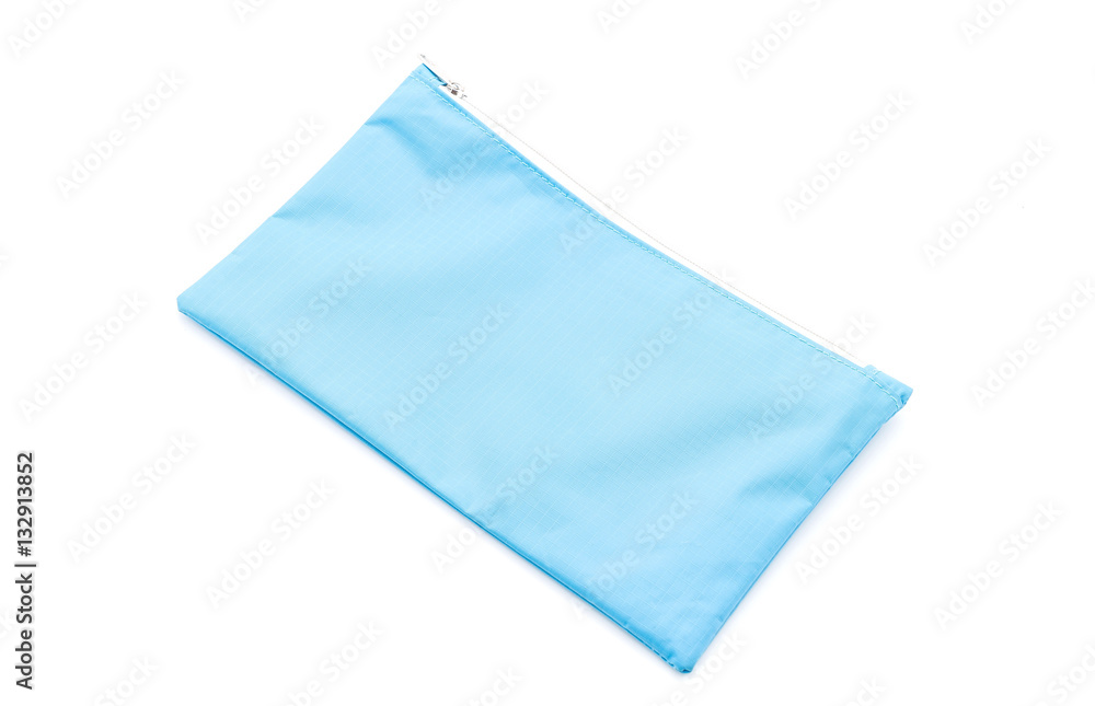blue pencil case on white blue pencil case on white