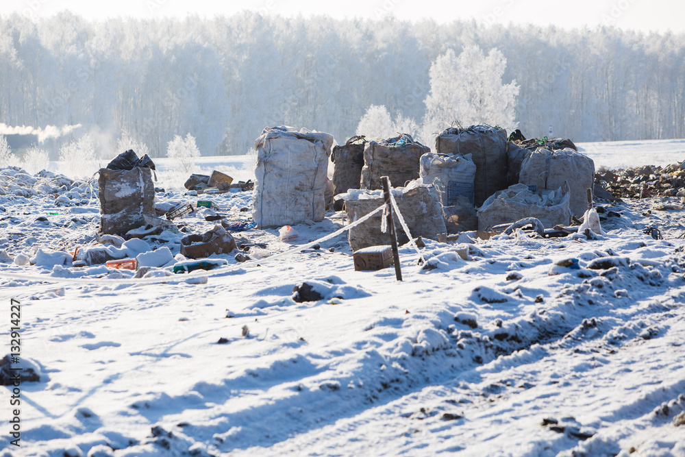 Garbage dump in the winter