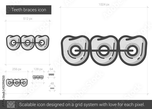Teeth braces line icon.
