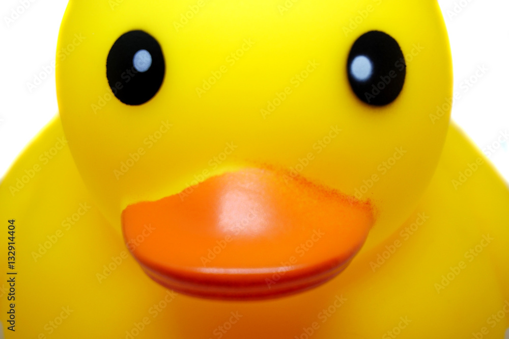 close up of yellow toy rubber duck