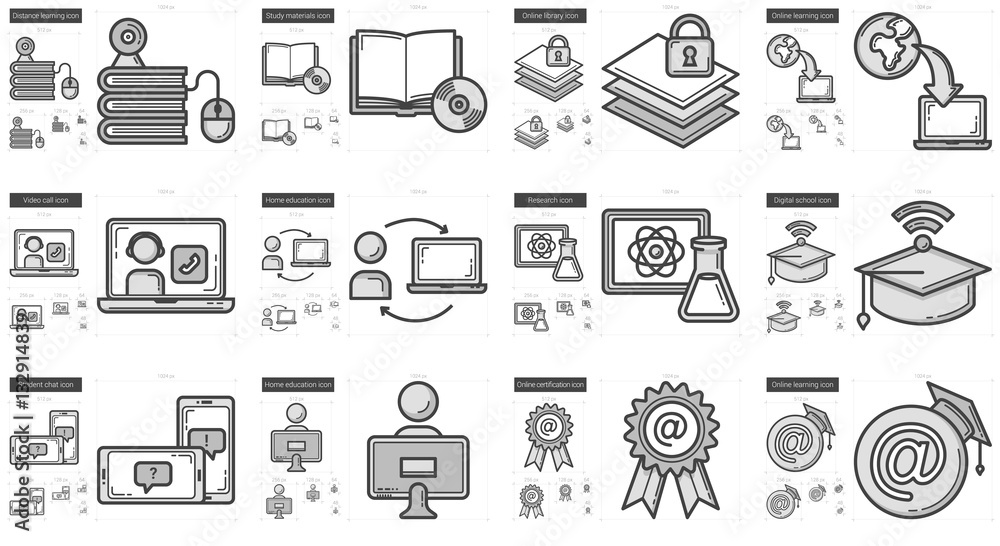 Education line icon set. Education line icon set.