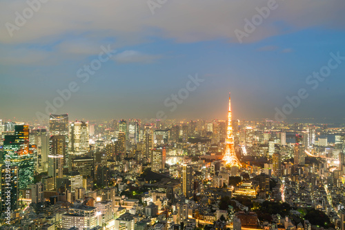 Tokyo city skyline with Tokyo Tower