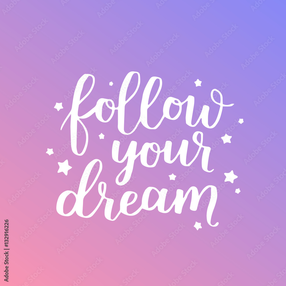 Lettering vector card. Motivational quote. Sweet cute inspiration typography. Calligraphy postcard poster graphic design element. Hand written sign on dreamy gradient background.