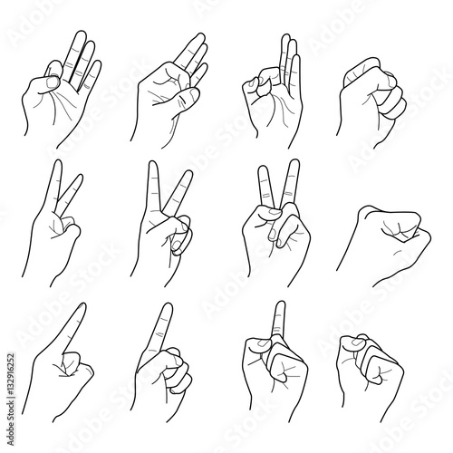 Hand collection. vector line illustration.