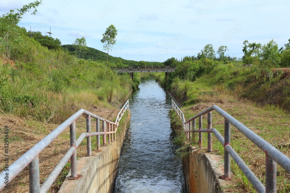 sluice dam in Pra Sae Reservoir at Rayong, Thailand
