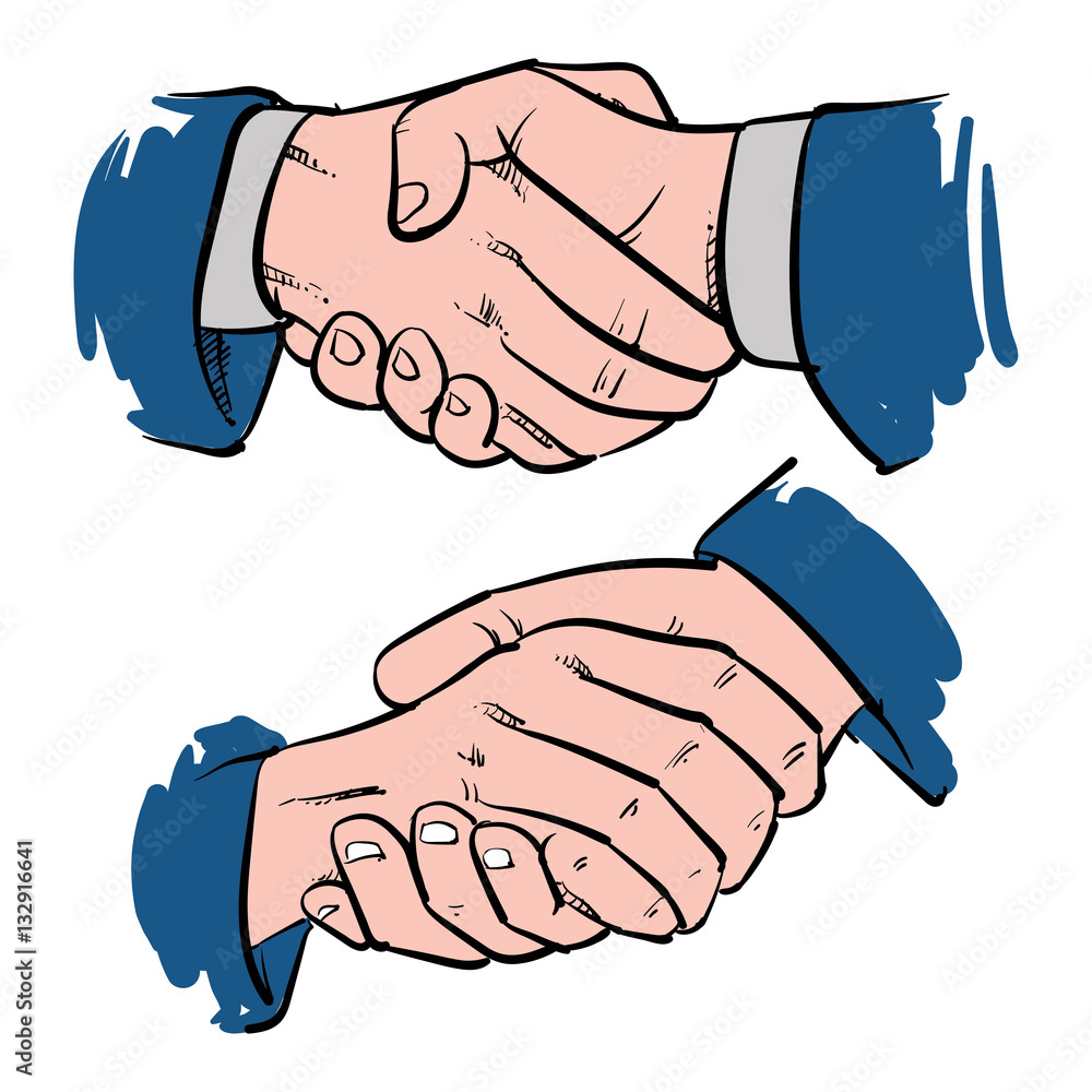 Handshake drawing on white background. Successful business peopl Handshake drawing on white background. Successful business peopl