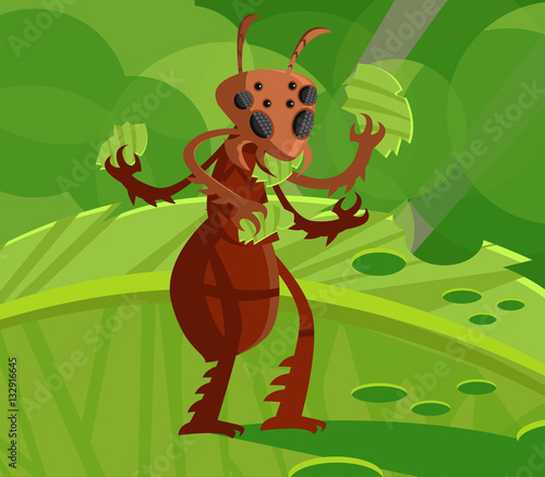 Fototapeta Naklejka Na Ścianę i Meble -  evil red ant eating plants